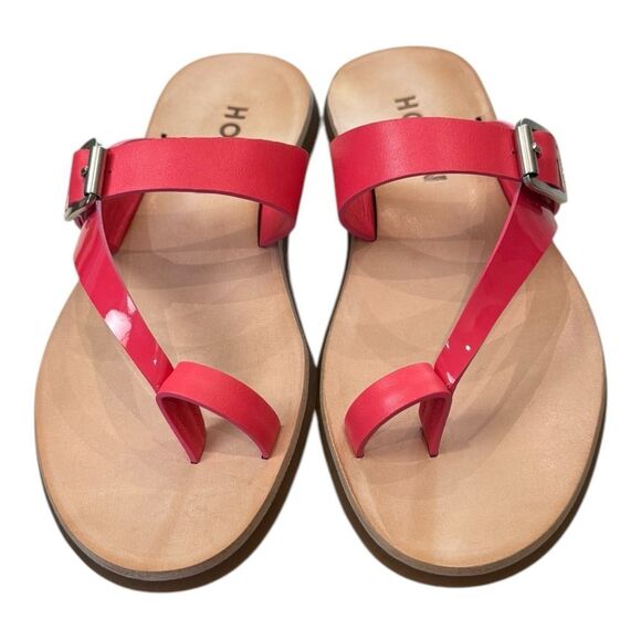 NEW HOGAN Women's Pink Leather Buckle Flip Flop Slip Sandals Dust Bag 37 7 - Picture 4 of 8